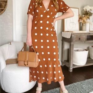 A new day midi polka dot dress rust XS